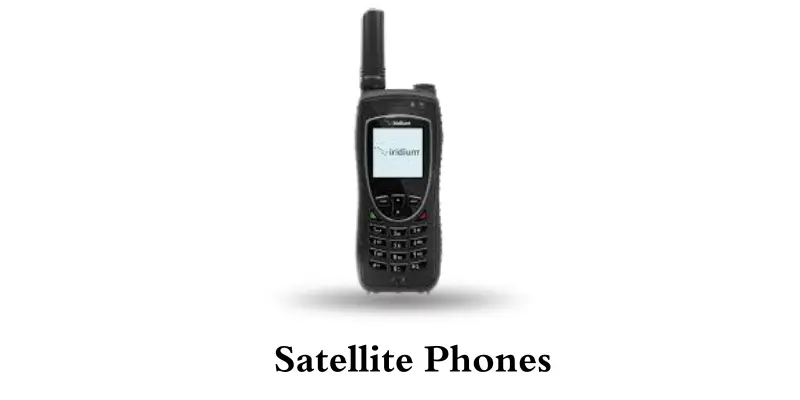 Satellite phone with an antenna, providing reliable communication in remote areas using satellite network connectivity.